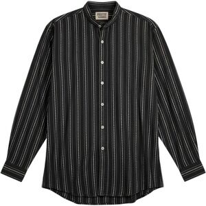 Frontier Classics Mens Black Striped Embroidered Band Collar Western Shirt L